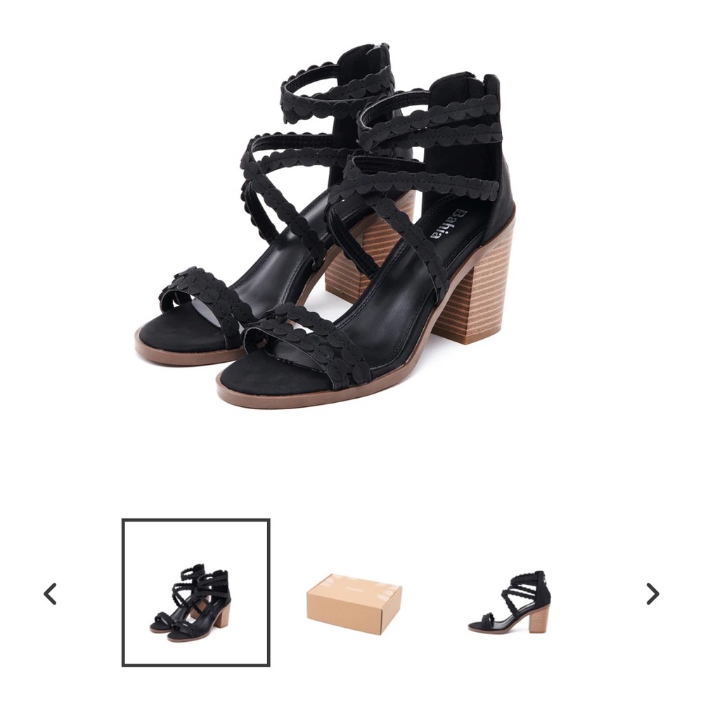 Bahia Sarita Block Heeled Sandals, 2 pairs, Black and Tan